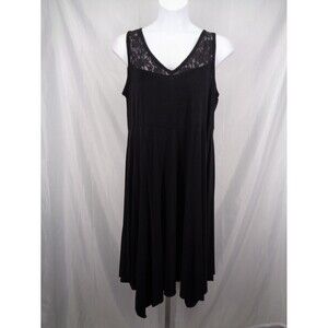 Lane Bryant Black Lace Neck Dress Plus Sz 18/20 Handkerchief Hem Sleeveless New